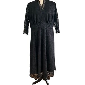 Kiyonna Dress Black Lace Mademoiselle A-Line Cocktail Evening plus size 2X